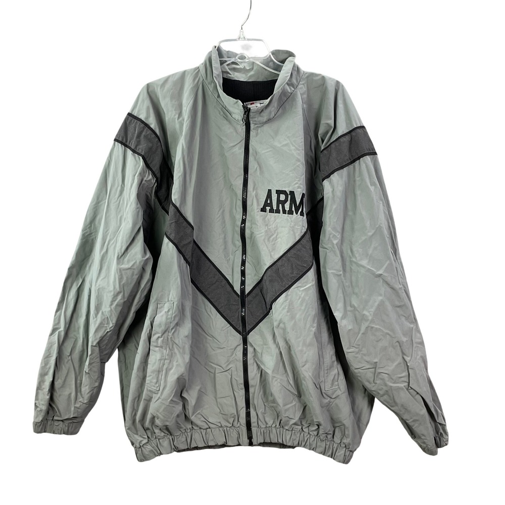 Skilcraft IPFU Training‎ Jacket Mens XL Long Grey US Army Windbreaker Vintage